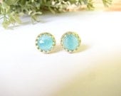 Opal earrings, Gold earrings, Pacific Opal earrings, Stud earrings,  vintage earrings, bridal jewelry