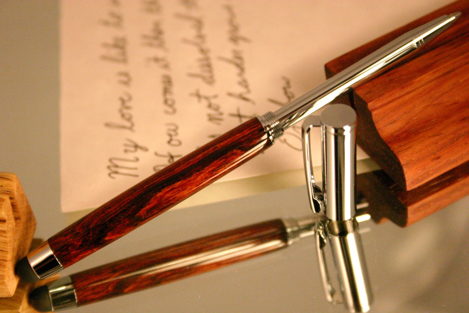 Telescoping Stylus Pen in handcrafted cocobolo wood