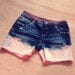 Upcycled Denim Dip Dye Shorts with Destruction and Studs - Size 8