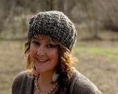 Brown Slouchy Beanie - Wool brown slouchy hat - Beanie Cap - Reclaim wooden buttons