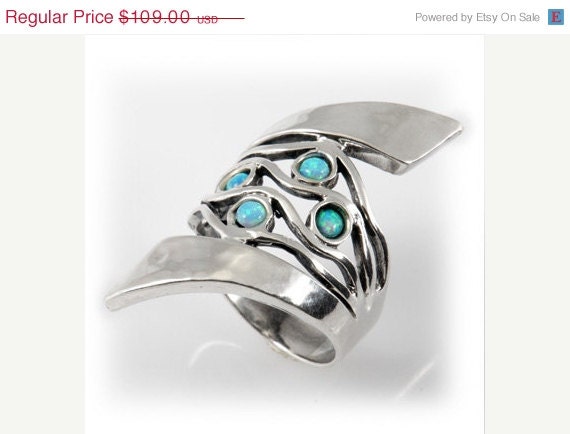 ON SALE Amazing fire opal ring 925 sterling silver 4 stones unique