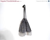 May Days Sale 1920s Purse Black and Silver Flapper Bag Niagara Cascading Bead Bag