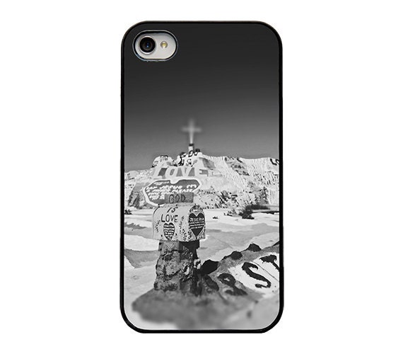 Iphone case - Iphone 4 case - Iphone 5 case - god is love - salvation mountain iphone case - black and white Iphone case - trendy accessory