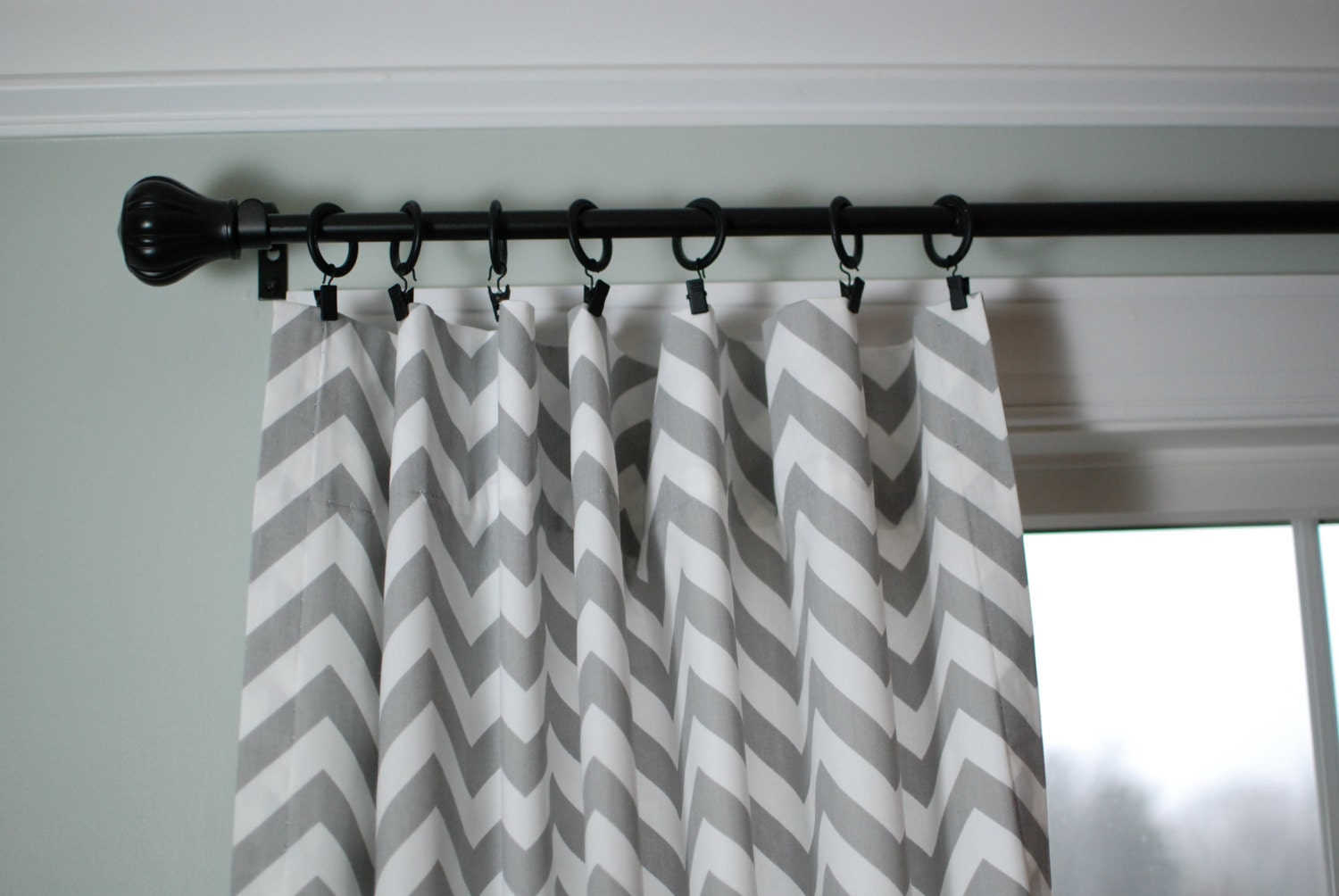 Two Chevron Curtain Panels-25"x84" (Many colors available)
