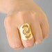 Gold plated ring, OOAK bronze ring gold plated 24K. Geometry ring, matte finish, minimal ring, adjustable statement ring.