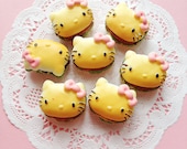 Kawaii Cute Kitty Sandwich Cabochons  5 pcs