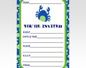 Printed Under the Sea Crab Fill In Invitations Two Colour Choice Il_170x135