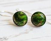 Sterling silver earrings with green jasper, Bright green silver earrings, Green gemstone earrings