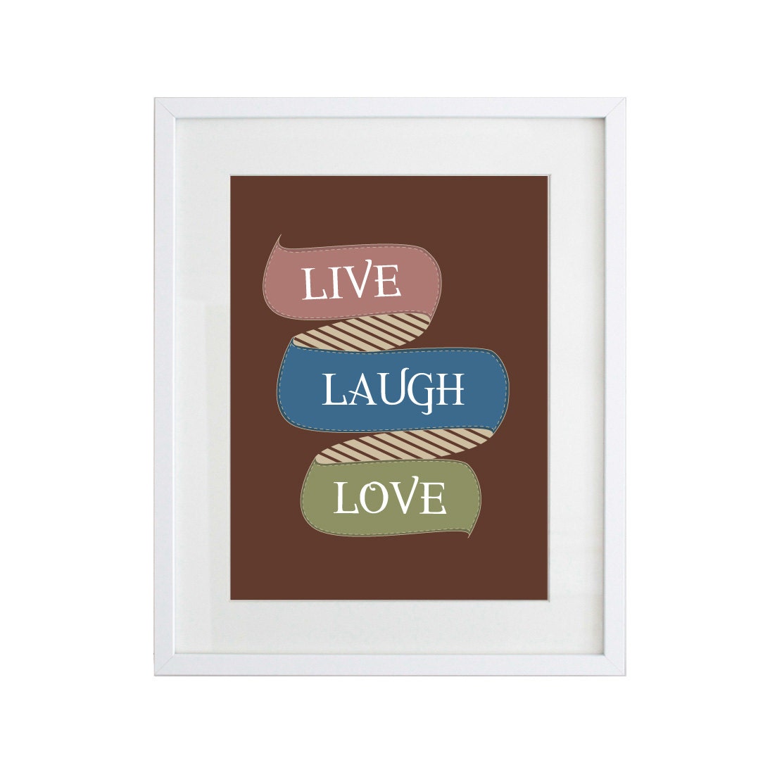 Live Laugh Love - Inspirational Typography Digital Modern Print 8x10