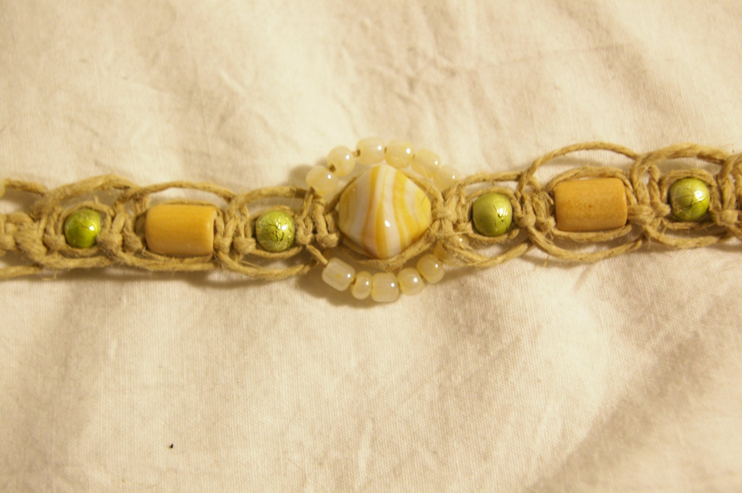 Hemp Necklace with Glass Bead