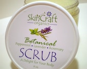 Natural Body Scrub - Extra Fine Sugar - Botanical Lavender - Peppermint - Rosemary  - Vegan -  8 oz