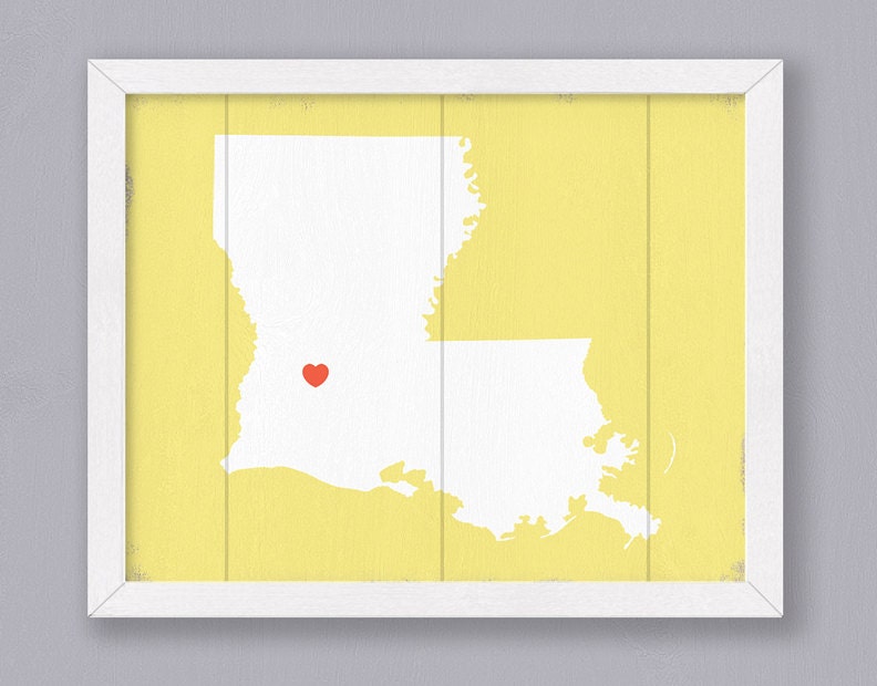 LOUISIANA Home decor Rustic wall hanging 16x20 Handmade Wood Personalized Sign Custom Heart Wedding Housewarming Bridal shower Family gift