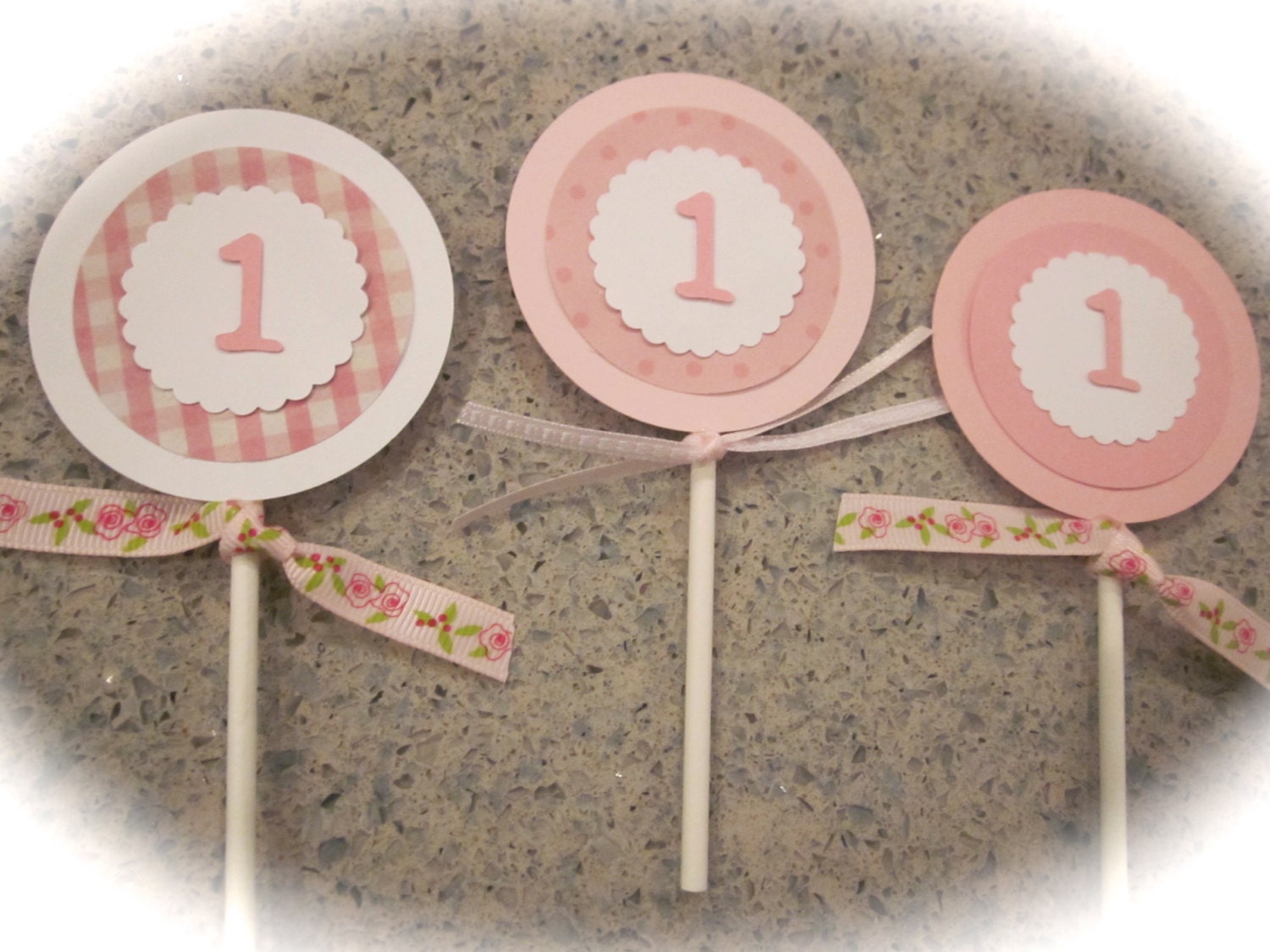 Shabby Chic cupcake toppers baby shower or childs birthday decoration party