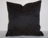 Handmade Decorative Pillow, DESIGNER FABRIC, Home Decor, Toss Pillow, Throw Pillow, Rich Black, Gold