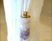Amethyst Long Tube Pendant Gold Long Necklace