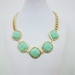 Milk turquoise / light green / mint green- artificial gemstone necklace section.Square, rhombus Ordering.Wedding necklace.Party necklace