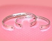 Best Friend Gift - Friendship Secret Message Personalized Custom Hand Stamped Aluminum Cuff Bracelet Set by Korena Loves