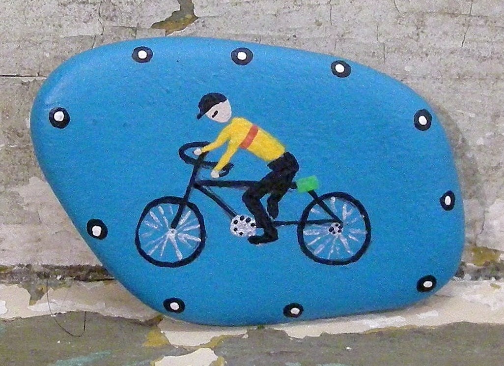 My Other Car's A Bike Painted Stone Pin