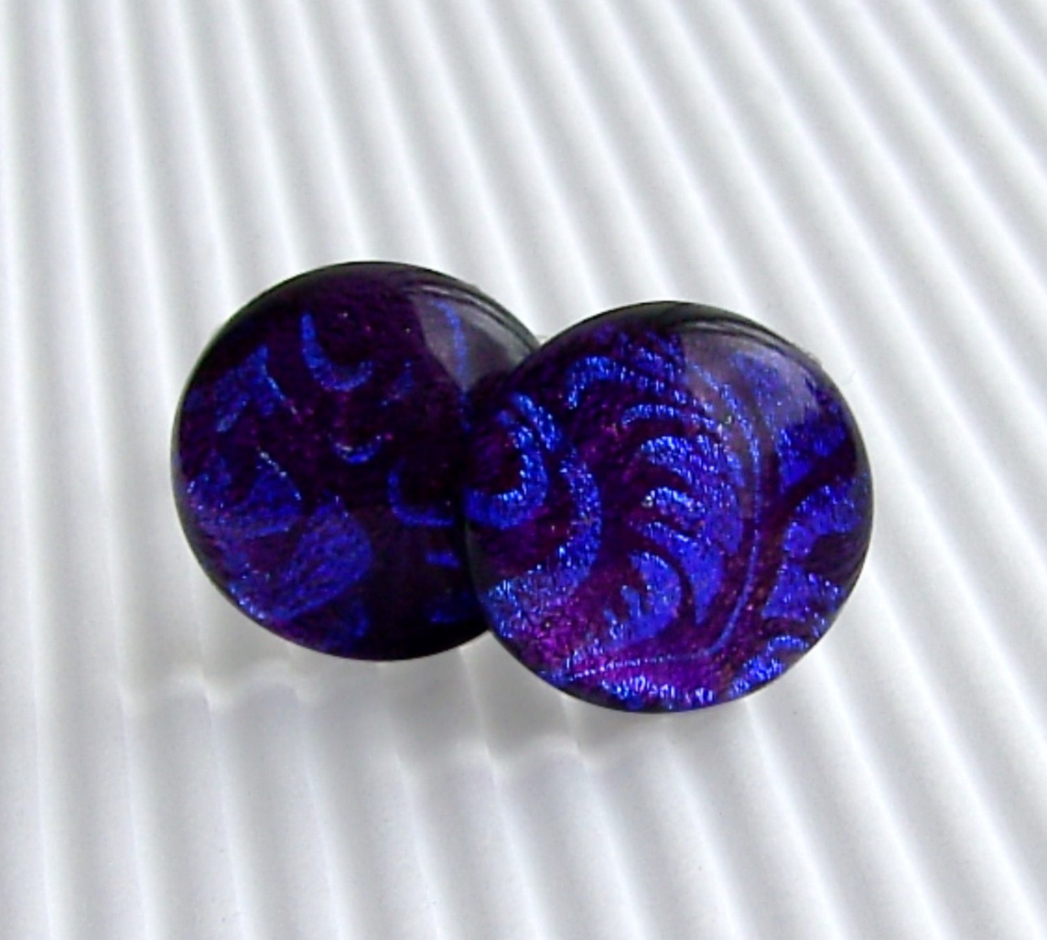 Reserved Listing for Rob (Please do not buy unless you are Rob) - Dichroic Cufflinks - Mens Jewelry - Purple and Blue T Bar Cufflinks