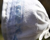 Hint of Baby Blue Satin Bonnet