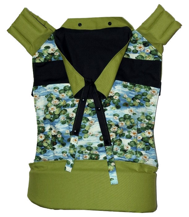 CRAZY SALE 30% OFF - Full Buckle Baby Carrier  (Soft Structured)  - "Water Lily" for Baby or Toddler - Front, Hip or Back carry
