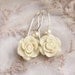Ivory Romantic Earrings, White Floral Dangle, Shabby Chic, Bridal Wedding, Flower Jewellery