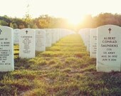 Arlington Cemetery, Fine Art Photograph, Washington D.C., Veteran, Landscape Print, 8X10 Print, Sun flare, Sunset --- Arlington Cemetery