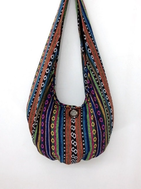 Handmade Woven Bag - Purse Tote bag bag Thai Cotton Bag Hippie bag Hobo bag Boho  bag Shoulder bag - Elephant button -