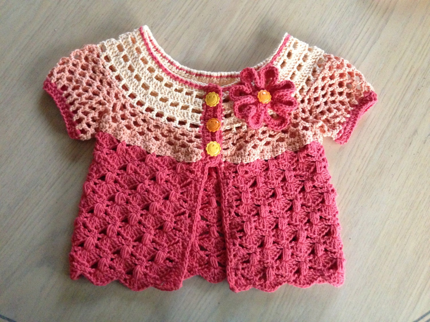 Crochet Pattern for Baby Cardigan Sweater, Sunburst Cardigan PDF 12-101 INSTANT DOWNLOAD