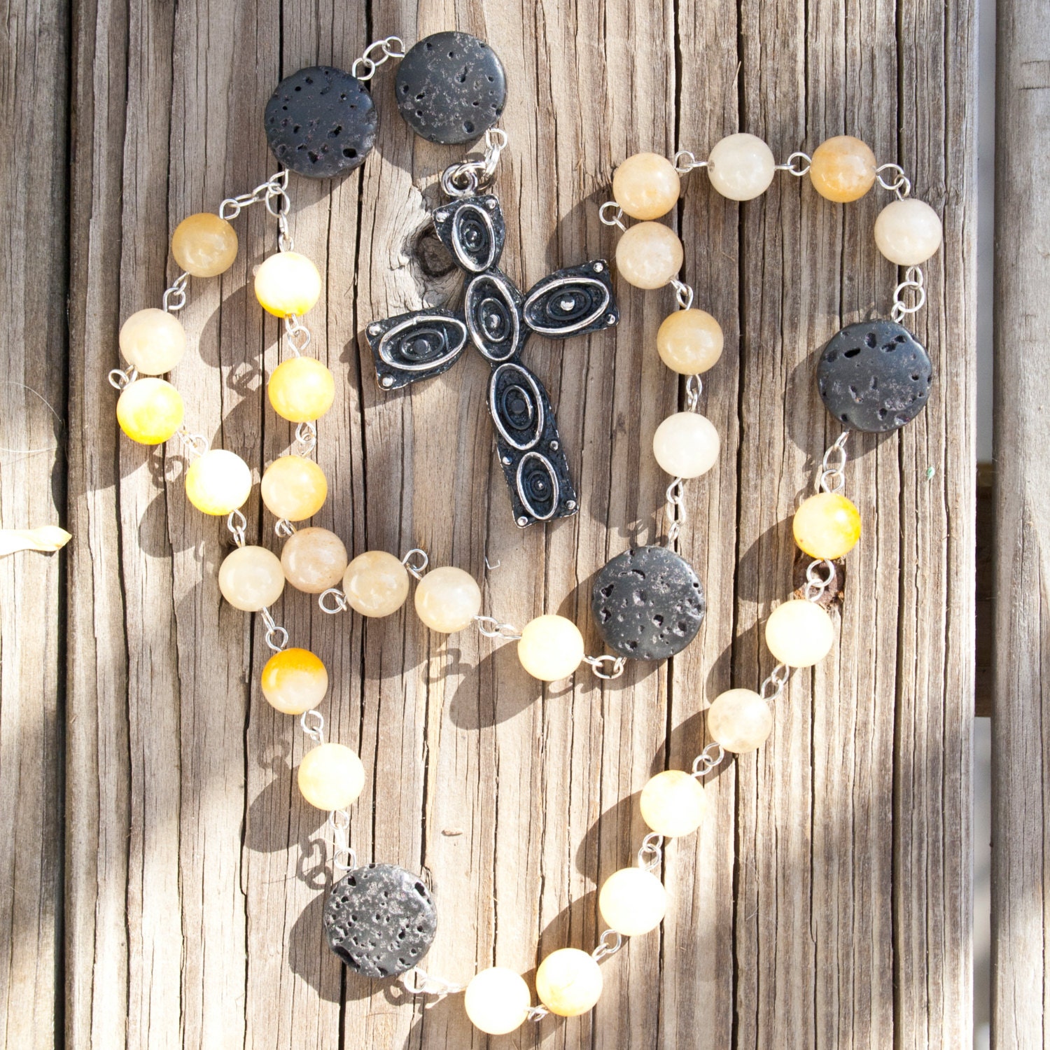 Citrine & Lava Stone Rosary