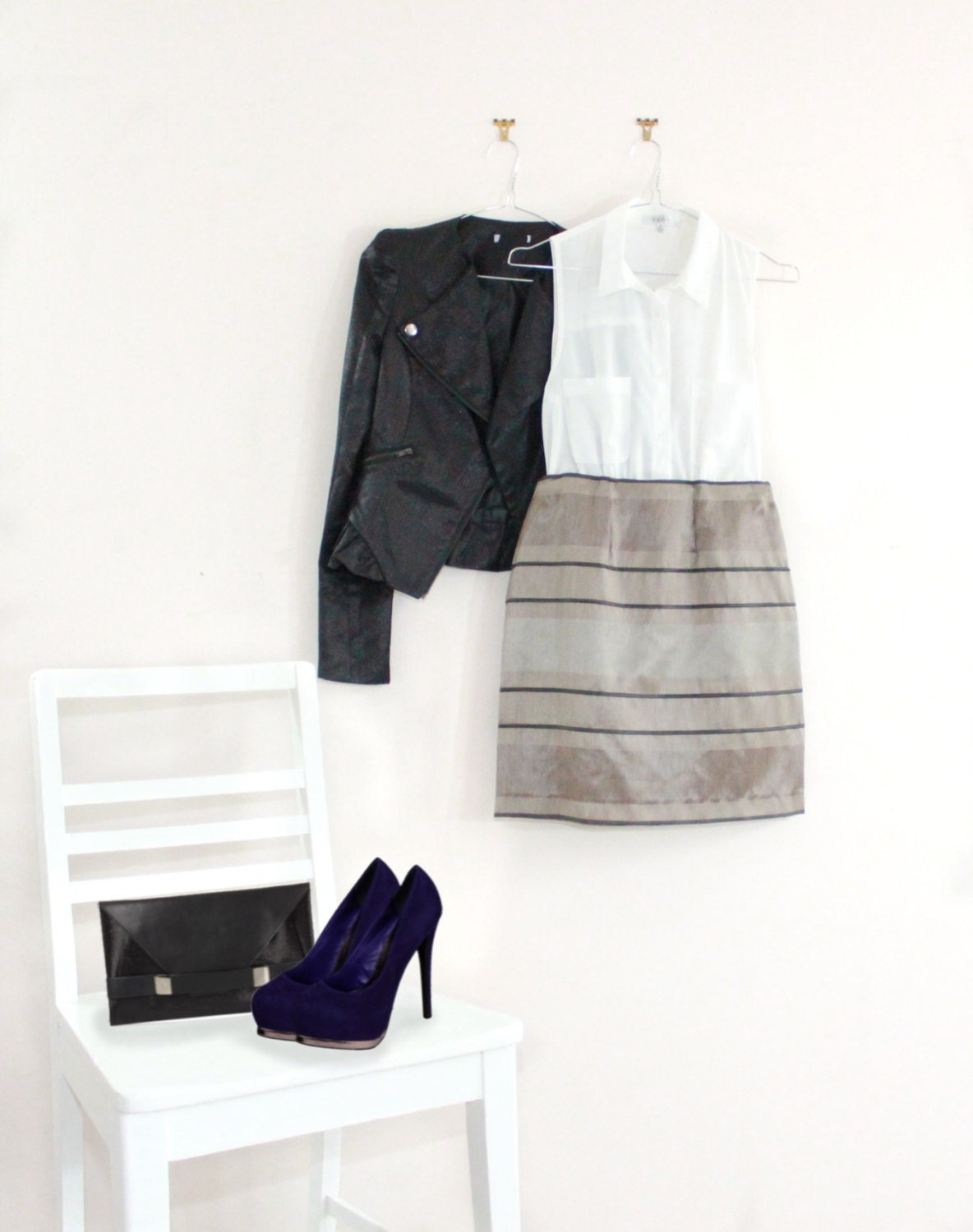 PETITES - XS. or S. Stripe Metallic Jacquard Pencil Skirt