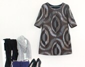 PETITES - XS. or S. Metallic Swirl Jacquard Shift Dress with 3/4 Sleeve