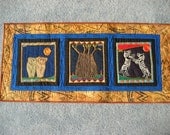 African Handmade Story Quilt Wall Hanging with Embroidery Blocks