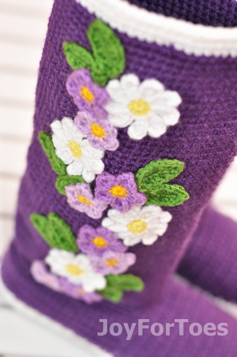 Crochet Boots for the Street Violet Spring Boots Purple Colors Folk Tribal Boots Boho Made to Order - JoyForToes