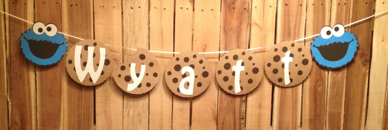 Sesame Street Cookie Monster Milk and Cookie Name Banner