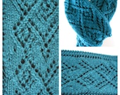 Teal Ladder and Lace Hand Knit Scarf - Pagoda