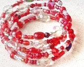 Memory Wire Bracelet Red Sparkle