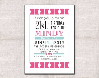 5x7 Birthday Party invitation custom printable