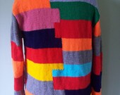 Hand knitted Sweater/Jumper  - Patchwork -  OOAK  -  Mens -  Womens - Multi Colour  - Premium Acrylic DK