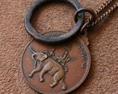 Vintage Copper Elephant Necklace - War Elephant, Old Siam, Rustic