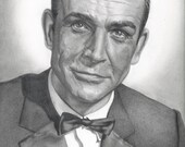 Drawing Print of Sean Connery as James Bond 007