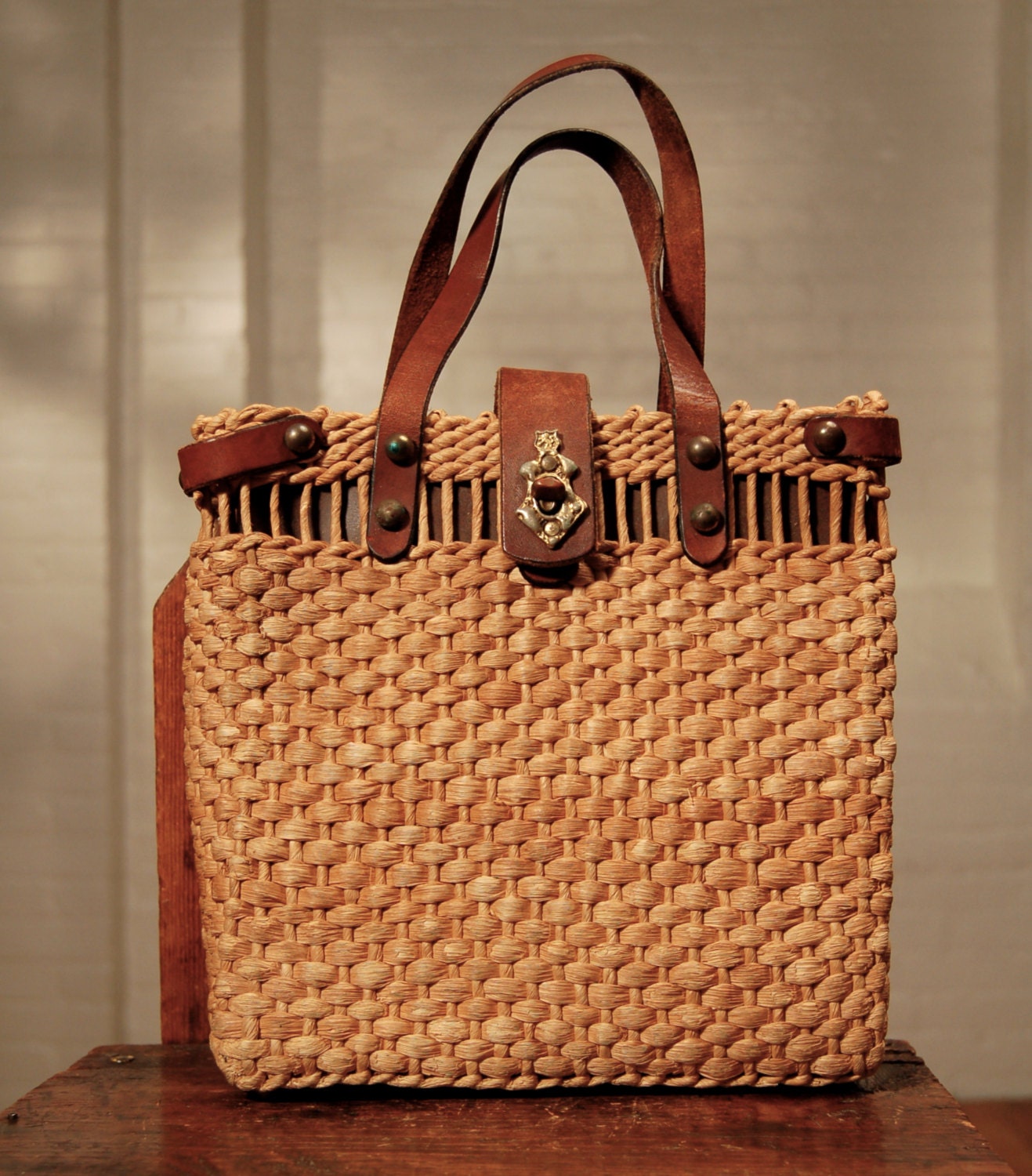 vintage John Romain straw handbag