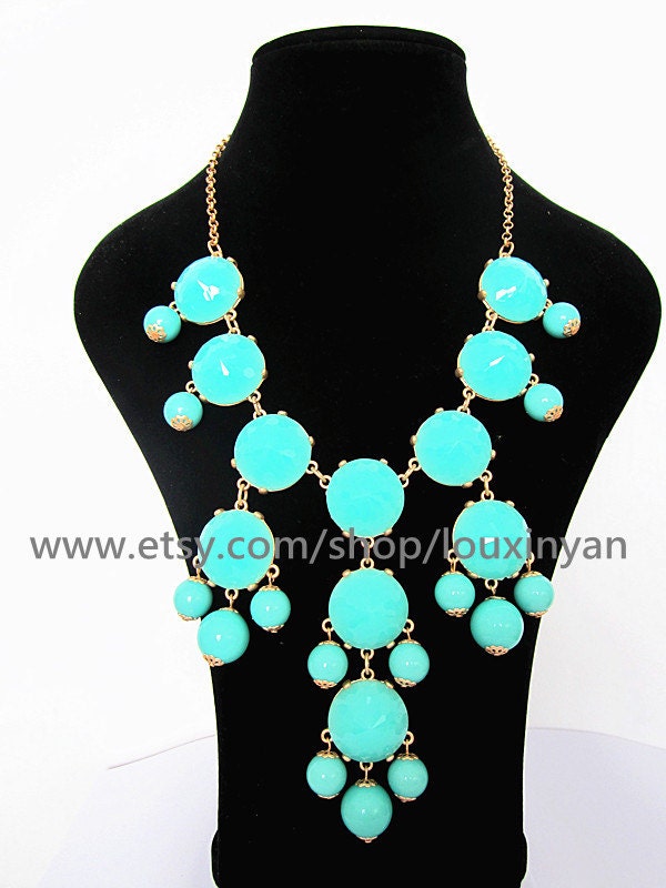 Sales -  Green Turquoise Bubble Bib Statement Necklace/Bubble necklace/handmade bib Necklace/gifts/Beaded Jewelry
