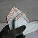 Hand Painted Wooden Houses Ornaments Copper Mint set of 3 Rustic