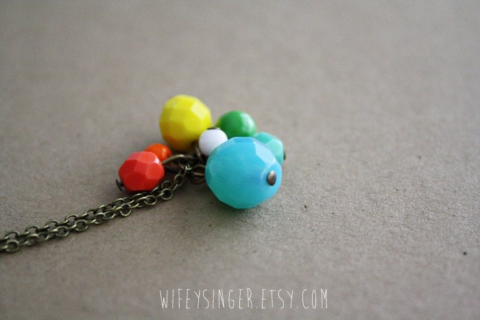 bright color pop czech glass bead cluster 26" necklace - style five