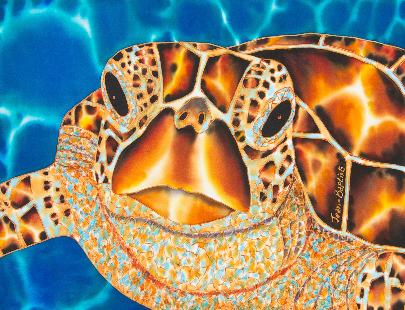Close up of a beautiful green turtle.
