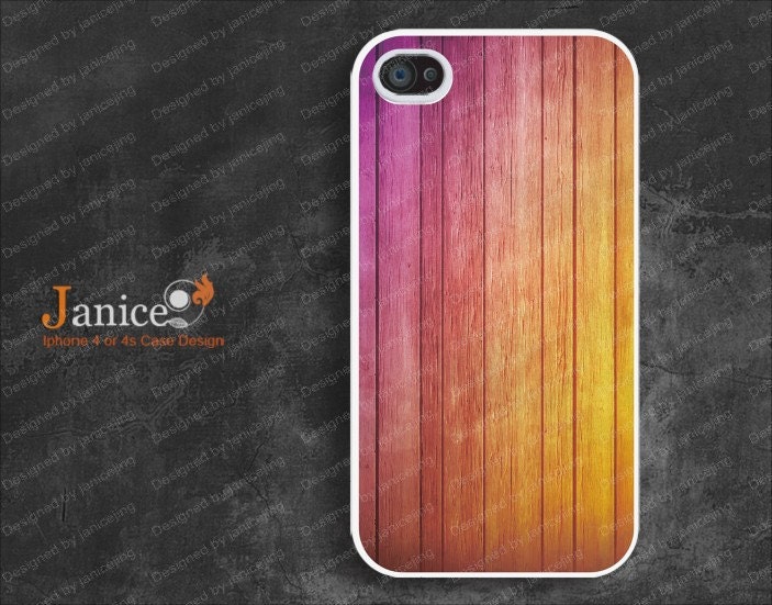 white iphone 4 case iphone 4s case iphone 4 cover purple and brown colors wood texture unique Iphone case J001