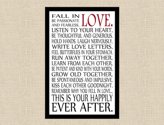 Fall in LOVE Happily Ever After Printable Wall Art Subway Art Il_570xn