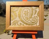 ON SALE- Gold Flower Design Mini Canvas with Gold Frame and Orange Easel
