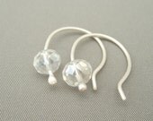 Crystal Clear Czech Glass Sterling Silver Hoop Earrings